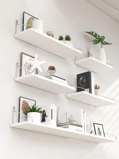 1pc No-Drill One-Shelf Wall Mounted Floating Shelf For Books, Plants, Decor, Dorm Room Wall Hanging Storage Rack