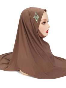 Instant Hijabs With Crystal Fashionable Heavy-Duty Rhinestone Embellished Easy-To-Wear Muslim Headscarf - Multicolor - View 7
