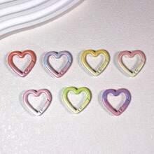 2pcs Colorful Ombre Heart Shaped Coil Spring Open Rings DIY Keychain Bag Pendant Accessories, Suitable For Handmade Crafts, Gift For Friends - Heart-shaped Keychain - View 5