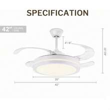New Invisible Fan Light, Ceiling Fan Light Fixture For Home, Living Room, Dining Room, Bedroom - White - View 2