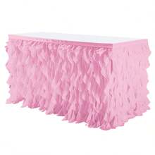 1pc Multicolored Tulle Table Skirt, Fit For Rectangle And Round Tables - Sheer Ruched Willow Tabletop Decoration, Chiffon Pleated Table Cloth, Suitable For Wedding Bride Gift, Party, Birthday Decor - Multicolor - View 12