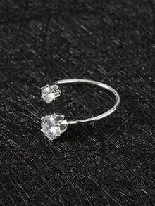 水钻装饰袖口戒指派对戒指订婚结婚戒指 - 銀色 - 查看 3