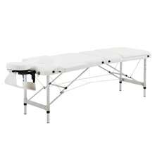 HOMCOM Folding Massage Table, Height Adjustable With Headrest, For Salons And Spas, Plastic And Aluminum, White, 215 X 60 X 61-84 Cm