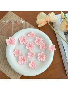 6pcs/12pcs Set Pink Sakura Shoe Charms, DIY Shoe Decorations, Featuring Vibrant Tulip Flowers, Made Of ABS Resin, Suitable For Both Men And Women, Applicable To Garden Shoes And Sandals, Valentine's Day Party Gifts, Shoe, Spring Summer Picks, Brides Maid Gifts, Room, Bedroom Decor, Bedroom Decor, Beach, Travel, For Men, For Women, Vacation,Women's Day,Travel Essentials,Wedding Favours,Y2k,Bedroom,Car Accessories Women,Kitchen Deccor - Pink - View 11