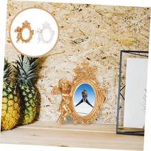 1 Pieza Marco de Foto de Resina de Ángel - Decorativo Vintage con Relieve Floral - Soporte de Pared/Sobremesa de Doble Uso - Elemento Esencial para Recuerdos de Fiestas, Acento Hogareño de Acción de Gracias, Decoración Vintage Navideña, Pieza Fotográfica Instagrameable, Regalo Sentimental de Año Nuevo, Accesorios Fotográficos de Estilo Nórdico