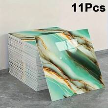 11片/0.9平方米深灰色大理石纹自粘瓷砖贴纸 - 防水铝塑复合墙板，适用于翻新和装饰，是情人节、婚礼和生日装饰的理想之选 - 金綠霧 - 查看 11