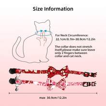 2 chiếc vòng cổ mèo ngày lễ tình nhân có thể tháo rời kèm nơ và chuông dễ thương cho mèo con hình trái tim an toàn có thể điều chỉnh dành cho phụ nữ làm quà tặng - Nhiều màu - Xem 3
