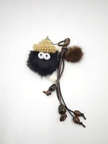 包包挂件钥匙扣卡通娃娃布艺挂件情侣挂件帽子毛绒挂件新款时尚大容量菱形绗缝双提手单肩手提包轻便易携，适合户外旅行，并饰有动物吊坠。女士手提包，大学必备单品