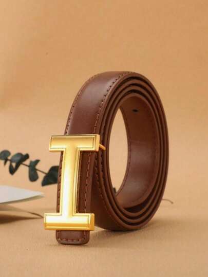 1pc Women's Casual Vintage H-Buckle Belt, High-Quality Design, Suitable For Jeans And Dresses, Ideal For Autumn, Halloween And Other Occasions