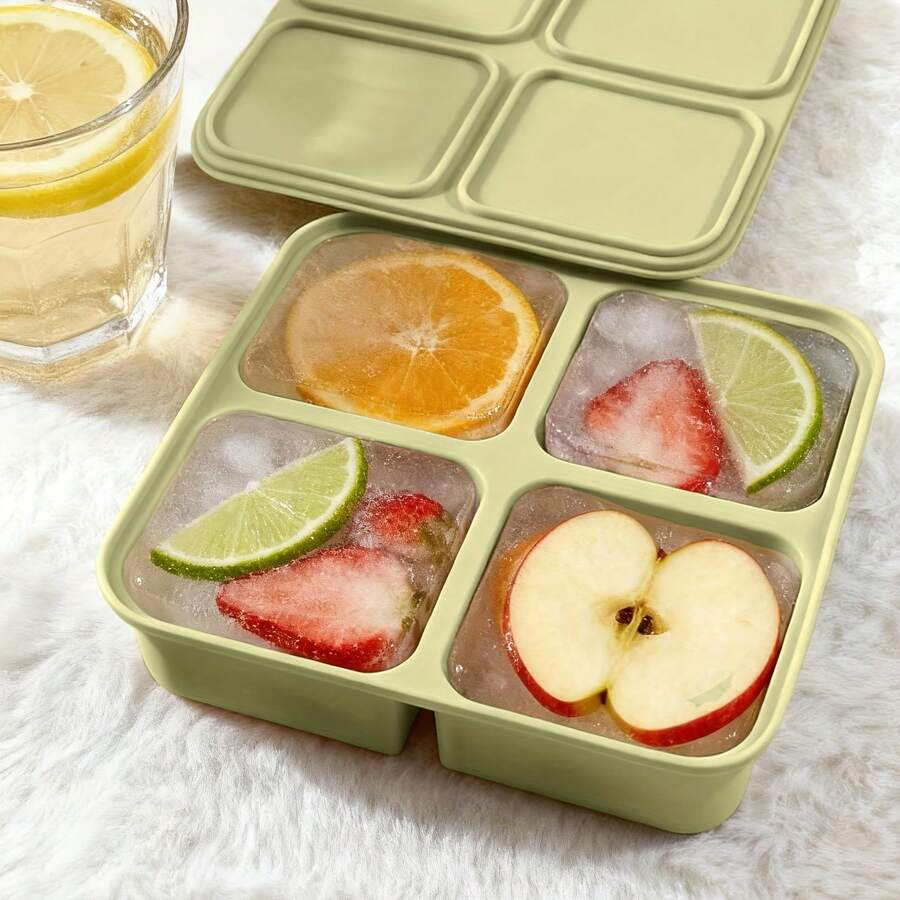 2pcs Silicone Freezer Mold With Lids, Silicone Freezer Tray To Make 4 Perfect Portion Sizes Of Food - Easy Release Mold, Suitable For Food Storage And Freezing Soups, Broths, Stews Or Sauces - Multicolor - View 1