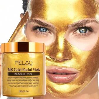  MELAO 24K Gold Facial Mask - Moisturizing & Firming Face Mask With 24K Gold, Hydrates & Lifts Skin For A Youthful Glow - 250g/8.8 Oz