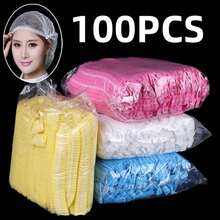 unids/pack gorro de baño desechable cubiertas para la cabeza del pelo red Bouffant gorros antipolvo transpirables gorros de baño para ducha cocina CGEZ - Rosa - Ver 11