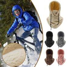 Winter Balaclava Hat With Faux Fur Lining - Warm Full Face Hood+Earmuffs+Neck Circumference, Stylish Ski Mask, Suitable For Skiing, Snowboarding, And Outdoor Activities In Cold Weather - 白色 - 查看 6