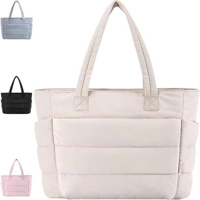 Bolso Tote para Mujer,Bolso Tote Ligero con Compartimentos,Bolso de Hombro Acolchado para Viaje,Trabajo