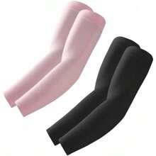 Arm Sleeves Cooling UV Sun Protection Sports Compression For Men/Women - 2雙 - 黑色+粉紅色 - 查看 1