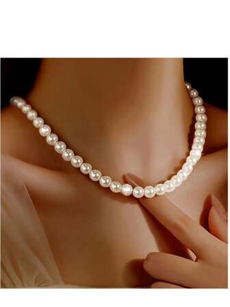 1 Elegant Valentine's Day Simple And Versatile Hepburn-Style Bead Necklace For Women, Retro, High-End, Niche, Light Luxury Accessories