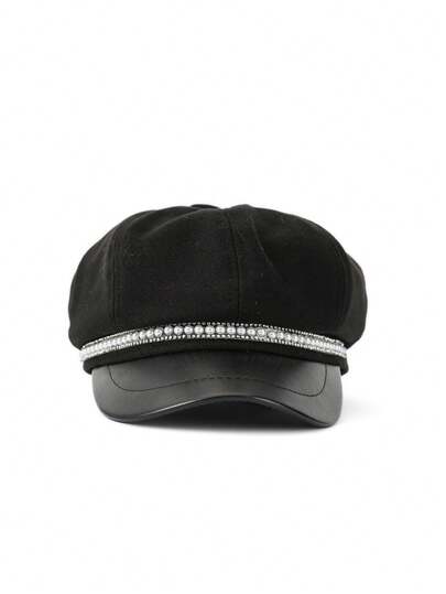 1pc Unisex Vintage Distressed Washed Faux Pearl Strap Casual Baseball Cap, Suitable For Daily Wear