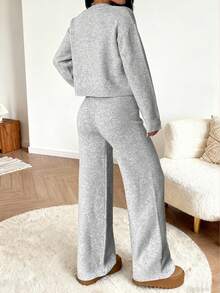 Women's Casual Cute 2 Piece Set Streetwear Y2K Solid Color Knit Sweater Top Pullover Long Sleeves Knitted Pants Matching Set Lougewear Warm Comfortable Daily Wear Back To School Homecoming Fall Winter Going Out Outfits Clothes For Women Christmas Valentine's Day New Year