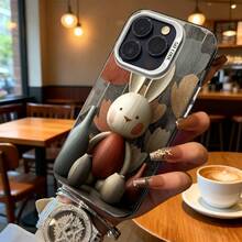 Funda de Teléfono Transparente con Diseño de Conejo y Jarrones para iPhone 14 15 Pro Max y  Galaxy S23 S24, Opción de Regalo Ideal para Todas las Temporadas - Plateado - Ver 6