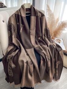 1pc Elegant Clover Patchwork Pattern Jacquard Gold Thread Scarf, Women's Fashion Versatile Air-Conditioned Room Shawl, Suitable For Spring/Autumn Outerwear, Sunscreen, Decoration