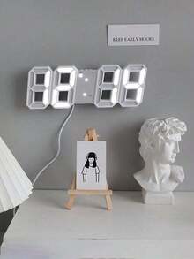 3D LED 数字挂钟 - 现代桌面时钟，带日期和温度显示，室内 LED 灯装饰，无需电池，内置电子元件 - 适用于厨房、卧室、办公室，轻巧型数字挂钟 - 彩色 - 查看 6