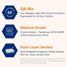 Medical Nitrile Exam Gloves - Latex-Free & Powder-Free, Non-Sterile, Food- Disposable Cleaning Gloves, Sizes M/XL, 100/200 Pieces - 藍色 - 查看 4