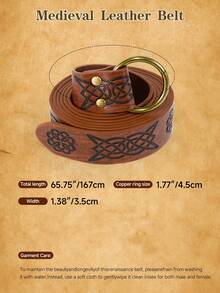 2pcs Medieval Viking Belt, European Retro Belt, Cosplay Prop - Brown - View 6
