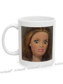 Funny Doll Face Mug, Disgusted Doll Meme Coffee Cup, Sarcastic Reaction Gift, Weird Humor Tea Cup, Funny Mug Gift For Friends & Family, 11 Oz Coffee Mug, Birthday White Elephant Christmas Gift - White - View 4