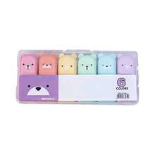 4/5/6/12 Colors/Set Cute Mini Bear Design Fluorescent Markers Macaron Color Oblique Tip Markers Kindergarten School Writing Tools Cute Mini Bear Shaped Fluorescent Pen Set, Colorful Marker Pen Set - Multicolor - View 4