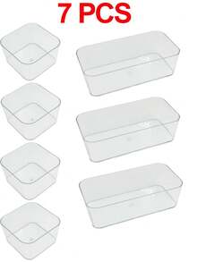 8 Stücke/4 Stücke Schreibtisch Make-up Organizer Set, Kombination aus transparentem Kunststoff Schubladenorganizer, Schminktisch Make-up Organizer, elegante Aufbewahrungsbox, Schubladenteiler Organizer Box, geeignet für Küche, Schlafzimmer, Badezimmer, Büro Make-up, Schmuck, kleine Werkzeuge, Partytisch Schubladendekor