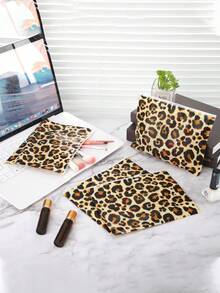 10/20/50pcs EVA Cosmetic Pouch Leopard Print Travel Bag Waterproof Toiletry Bag Makeup Bag - Multicolor - View 2