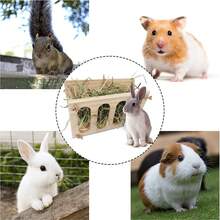Comedero de heno cuadrado plegable de madera para conejos, suministros para mascotas pequeñas, estante de alimentación para almacenamiento de pasto para roer de hámster - Multicolor - Ver 8