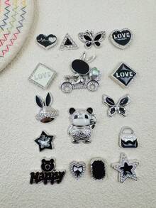 16件套珍珠、蝴蝶、爱心树脂装饰配件，适用于休闲鞋、木屐和凉鞋，经久耐用且设计可爱，非常适合作为女孩派对礼物和创意礼品。 - 彩色 - 查看 4