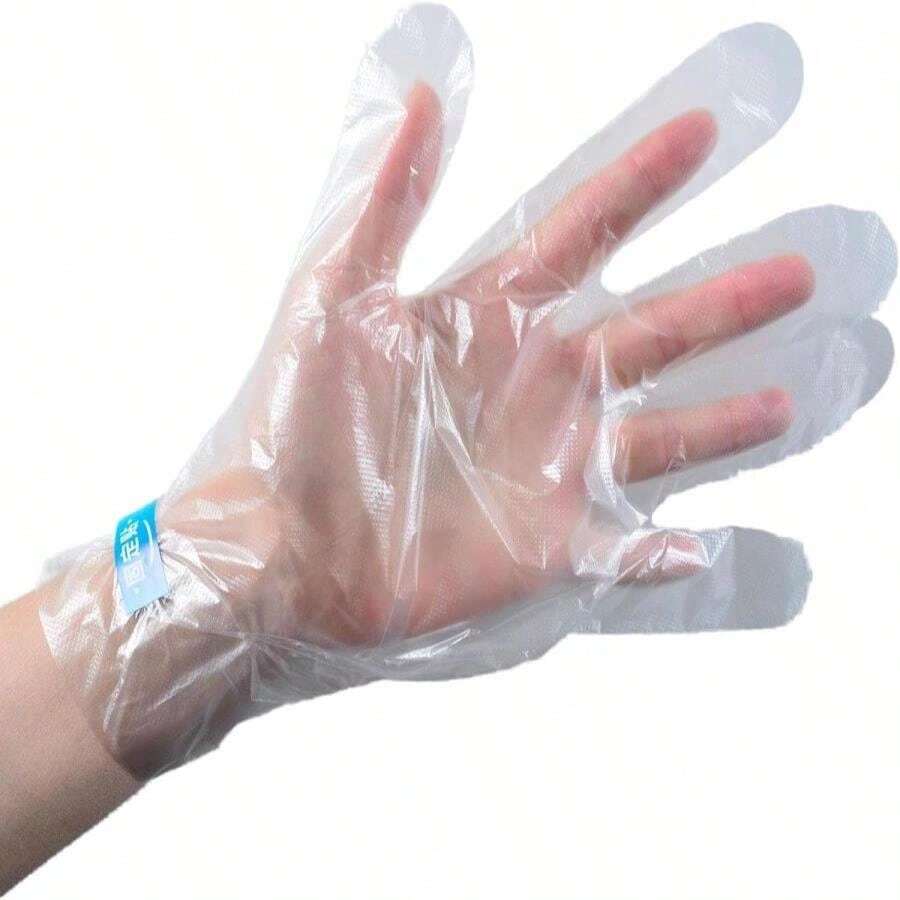 JIASAIL Disposable Hand Mask With Ear Paraffin Wax Gloves Hand Conditioning And Spa Treatment Plastic Gloves For Cleaning, Coloring,And Manicure Tear-Resistant Glove Liners For Personal Use 100pcs - 白色 - 查看 1