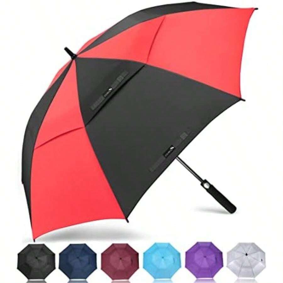 ZOMAKE - Paraguas de golf grande para lluvia resistente, paraguas de golf grande a prueba de viento, 130 cm, 137 cm, 158 cm y 173 cm(Negro, Rojo 54 pulgadas) - Multicolor - Ver 1