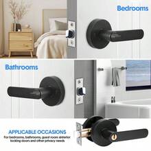 Door Handle With Key Heavy Duty Interior Entry Lever Lock, Commercial Grade Door Handles For Bedroom Bathroom ... - Black - View 4