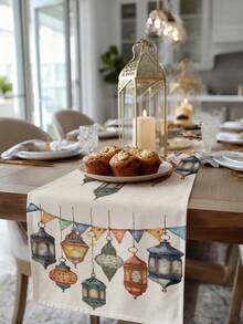 1 Stück Ramadan Fanoos Muster Tischläufer, Ramadan Heim Dekoration Tischläufer, Islamische Heim Dekoration, 1 Stück Tischläufer, 4 Stücke Tischsets, 1 Stück Kissenbezug, 3 Produkte erhältlich, Heim Dekoration Innen/Außen Party Bedarf, Raum Dekoration. Geeignet für Ramadan Heim Küchen Dekoration und Ramadan Event Party Dekoration - Verschiedenfarbig - Übersicht 13