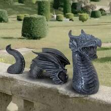 1pc Gothic Dragon Statue, Indoor& Outdoor Dragon Decor, Intricately Detailed, Unique Gothic Decorative Sculpture For Halloween Decorations, Party Decorations, Birthday Decorations, Garden Decor, Room Decor, Home Decor, Bedroom Accessories, Home Accessories And Holiday Essential - Multicolor - View 1