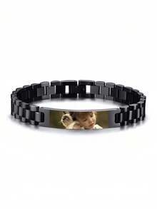 Personalized Men's Carved Eye Bracelet, Customized Eye Photo Bracelet, Laser Engraved Couple's Eye Photo Bracelet Jewelry, Gift For Boyfriend Eye Bracelet, 10mm/15mm Laser Engraved Couple's Watch Strap Bracelet - Color Customization - View 22