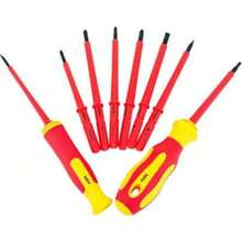 10pcs Insulated Screwdriver Set With Pouch, Suitable For Electrician Repair, Anti-Electric Shock Screwdriver Set, High Hardness Insulated Electrician Screwdriver Set, Household Magnetic Slotted/Hex Screwdriver, Partial Patterns Random - Red - View 7