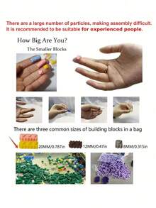 1 套 39 厘米/15.3 英寸动物造型 DIY 积木，粉色暴力熊亲吻熊小颗粒积木，创意桌面装饰，减压玩具，生日礼物，毕业礼物，万圣节礼物，圣诞节礼物