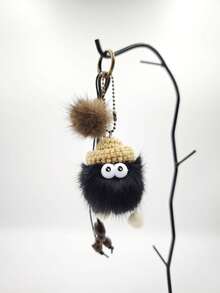 包包挂件钥匙扣卡通娃娃布艺挂件情侣挂件帽子毛绒挂件新款时尚大容量菱形绗缝双提手单肩手提包轻便易携，适合户外旅行，并饰有动物吊坠。女士手提包，大学必备单品