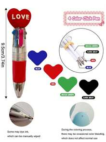 5pcs-Valentines Mini Cartoon Ballpoint Pen Set - Fun Ballpoint Pen 4 Colors In One Multicolor Retractable Pens, , 0.7mm Cute Animal Multicolor Pens Retractable, Silicone Grip, Perfect For Holiday Birthdays, Valentines Stationery Party Favors, School Supplies, Students Rewards, Office Writing Supplies, Classroom Prizes, Party Gifts - Multicolor - View 5