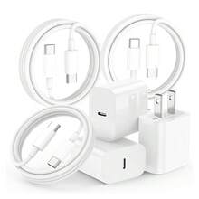 20W 快充适配器套装，USB-C 墙式充电器 + 100 厘米 USB-C 转 USB-C 数据线，兼容 17 Pro Max/17 Pro/17/Air/16/15 Pro Max/15 Pro/15 系列 - 白色 - 查看 1