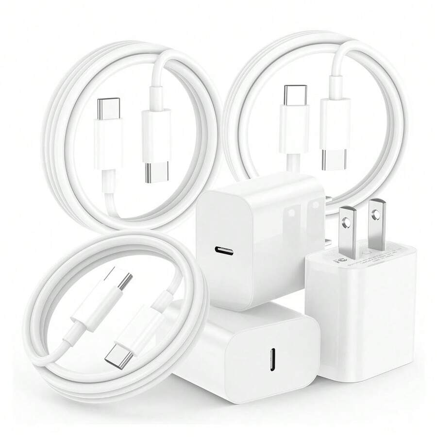 20W 快充适配器套装，USB-C 墙式充电器 + 100 厘米 USB-C 转 USB-C 数据线，兼容 17 Pro Max/17 Pro/17/Air/16/15 Pro Max/15 Pro/15 系列 - 白色 - 查看 1