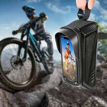 Funda Impermeable para Teléfono en Bicicleta, Soporte con Cubierta de Lluvia y Pantalla Táctil TPU, Estuche Rígido EVA para Ciclismo, Compatible con Móviles hasta 6.9 Pulgadas - Color - Ver 1