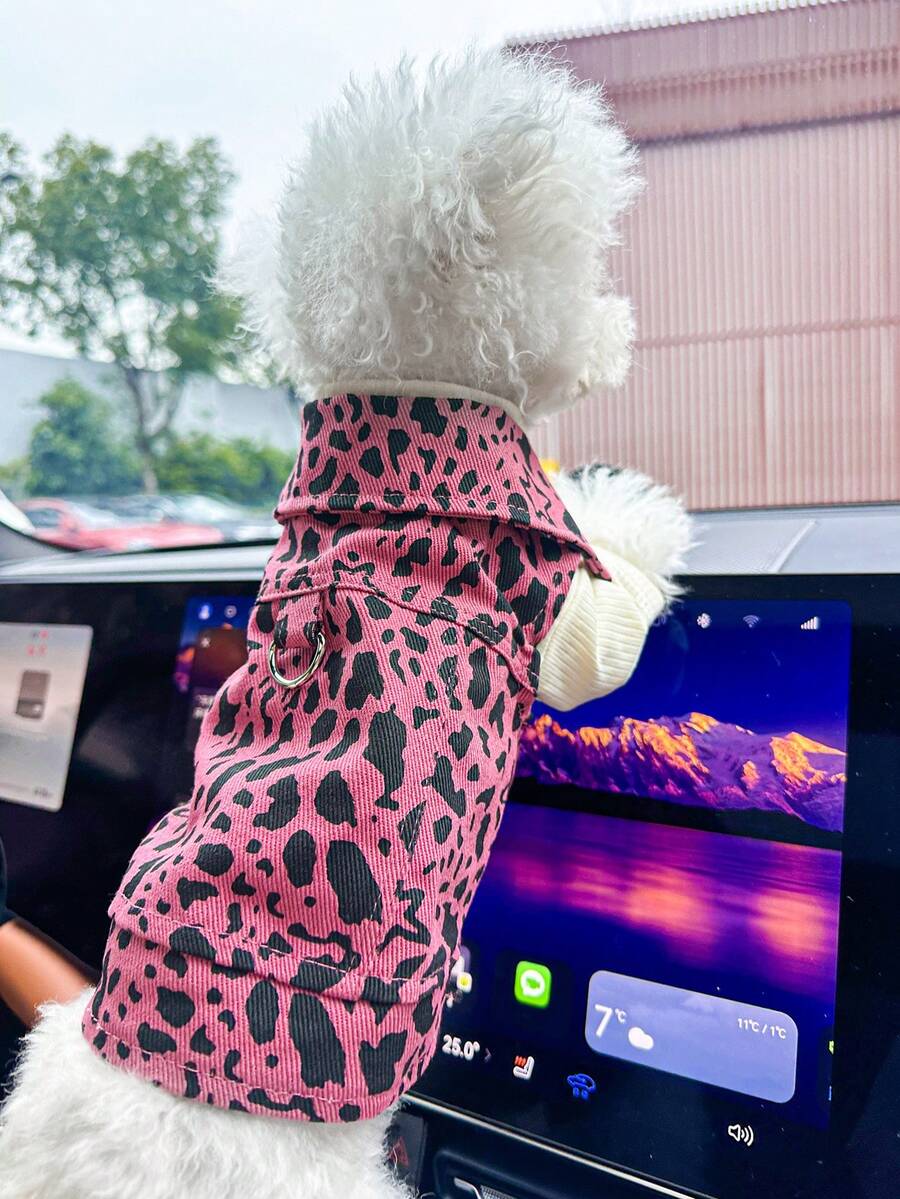 1pc Pet Clothes, Leopard Print Outfit For Small Dogs & Puppies, Comfortable & Cute Apparel For Pets - Multicolor - View 1