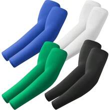 Arm Sleeves Cooling UV Sun Protection Sports Compression For Men/Women - 4 Pairs - Black+White+Blue+Green - View 1