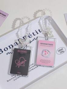 1 PC Acrylic Transparent Card Cover, Student Bus Card, Meal Card Protection Cover, Id Photo Display Card Cover, Keychain Pendant, Girl - Multicolor - View 4