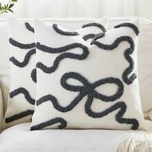 北欧ins风刺绣抱枕沙发床头枕腰枕簇绒流苏飘窗蒲团抱枕45*45cm（1个装，2个装可选） - 深灰色 - 查看 11